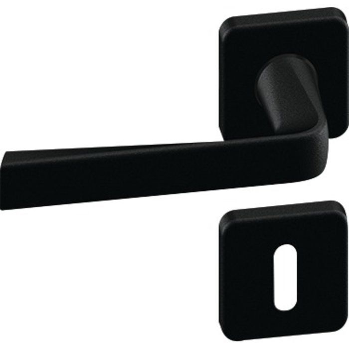 Poignée de porte sur rosace noire Kaza - Clé L - Vachette