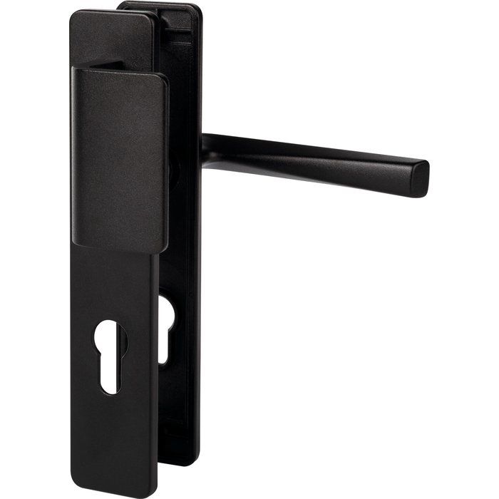 Poignée de porte palière sur plaque noire Kaza - Clé I - Vachette