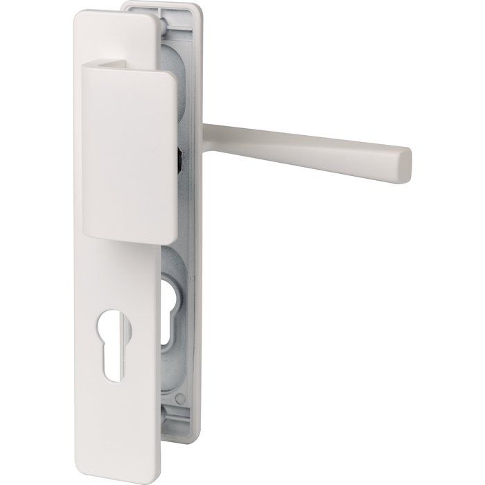 Poignée de porte palière sur plaque blanche Kaza - Clé I - Vachette