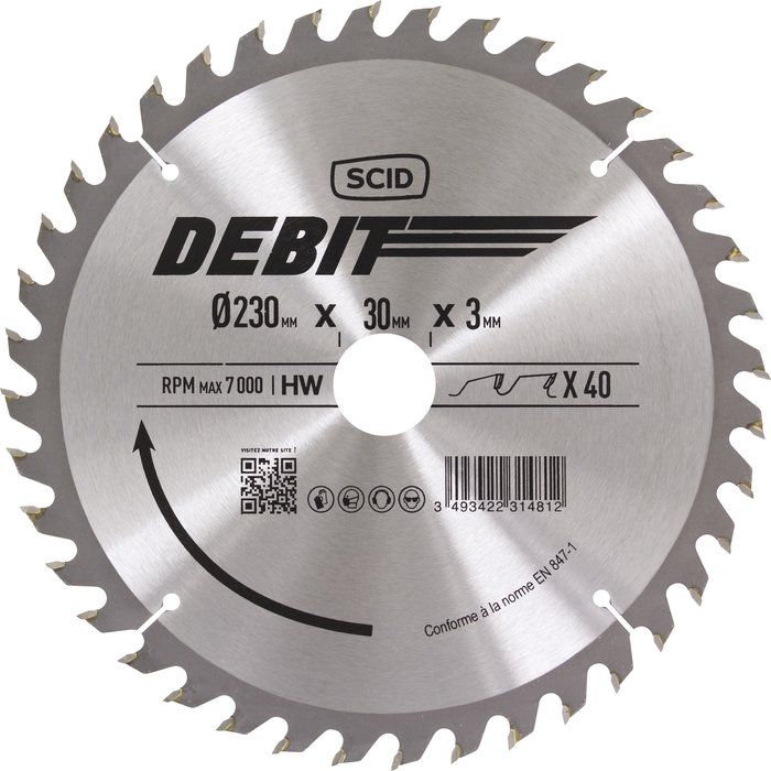 Lame carbure denture alternée - 230x30 40d - SCID