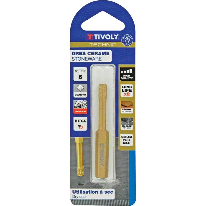 Foret diamant à sec - Ø 6 mm - Tivoly
