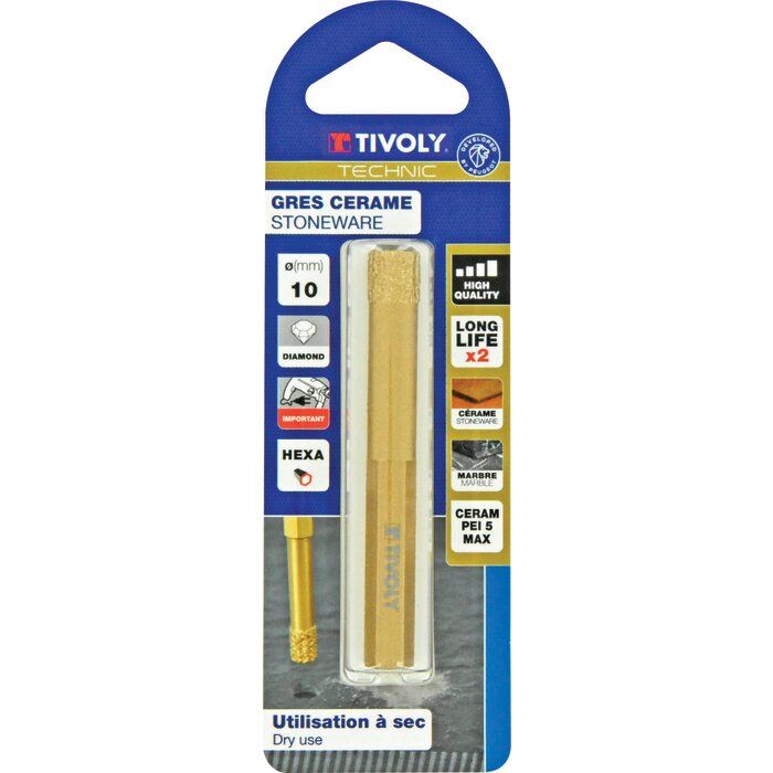 Foret diamant à sec - Ø 10 mm - Tivoly