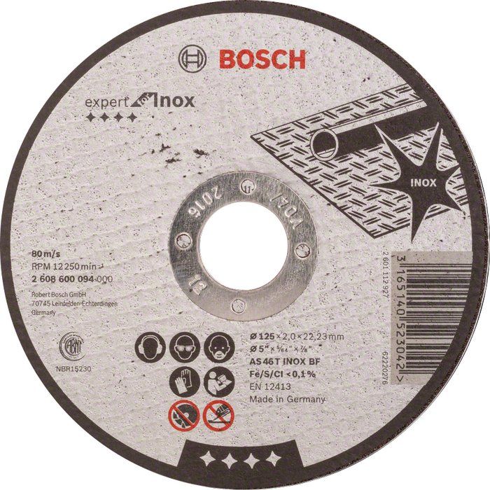 Disque à tronçonner à moyeu plat - BOSCH - 125 x 2 x 22,2 mm