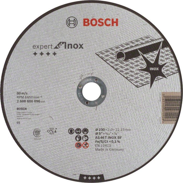 Disque à tronçonner à moyeu plat - BOSCH - 230 x 2 x 22,2 mm
