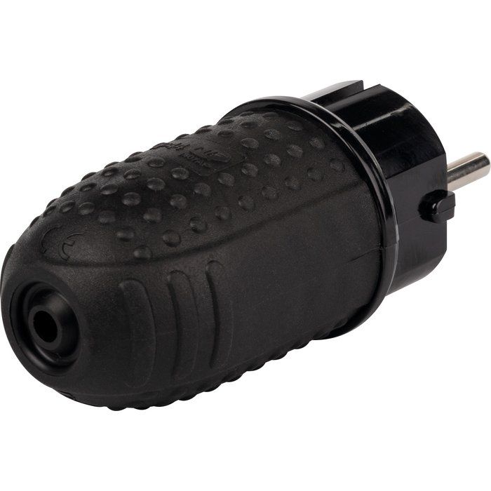 Fiche caoutchouc étanche IP44 2P+T 16 A - Mâle - Dhome