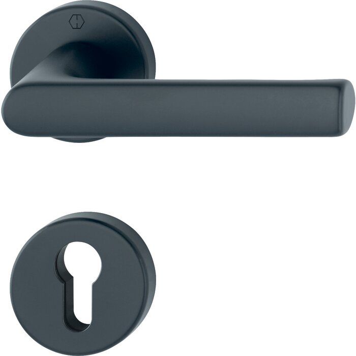 Poignée de porte sur rosace ronde noir mat - Clè I - Hamburg - Hoppe