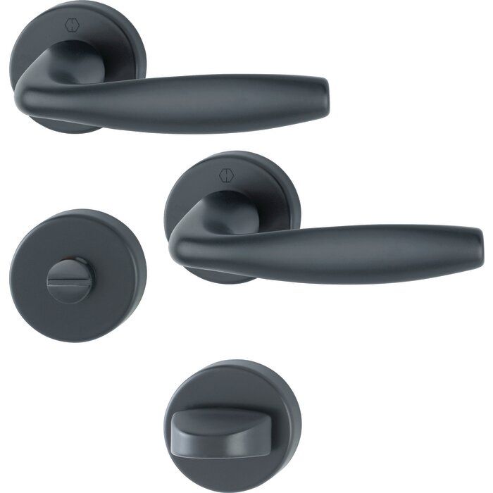 Poignée de porte sur rosace ronde noir mat - Condamnation - New York - Hoppe