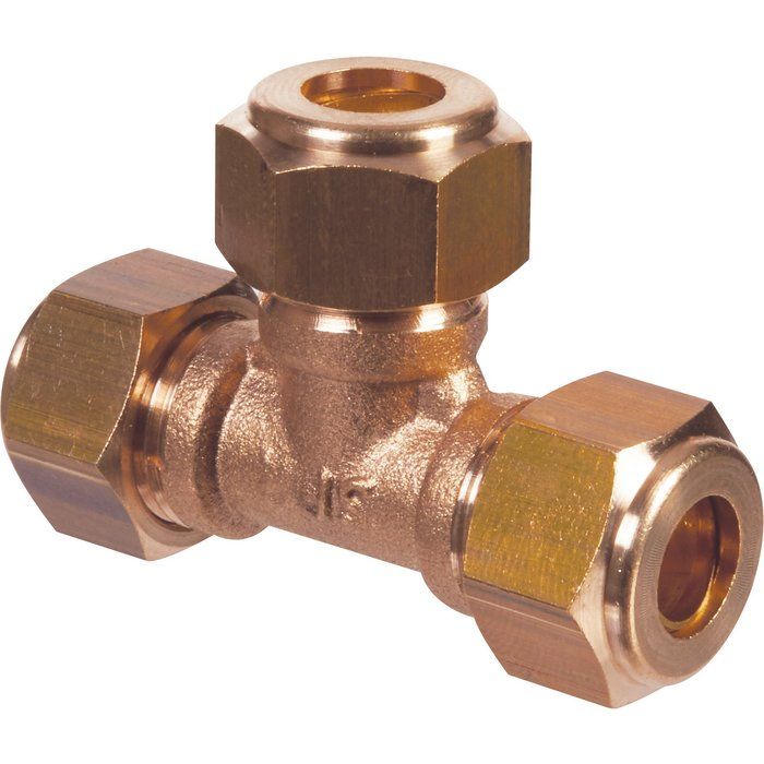 Raccord bicône en T laiton - Ø 10 mm - Thermador