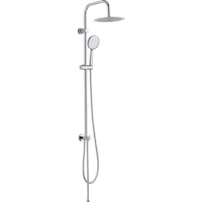 Colonne de douche chromé sans robinetterie - Tête douche ronde Ø 25 cm - Douchette 3 jets - Classic 2 - Valentin
