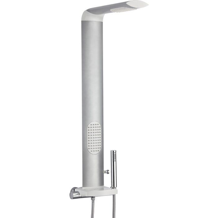 Colonne de douche hydromassante thermostatique grise - Douchette 1 jet - Avec tablette - Isme - Valentin