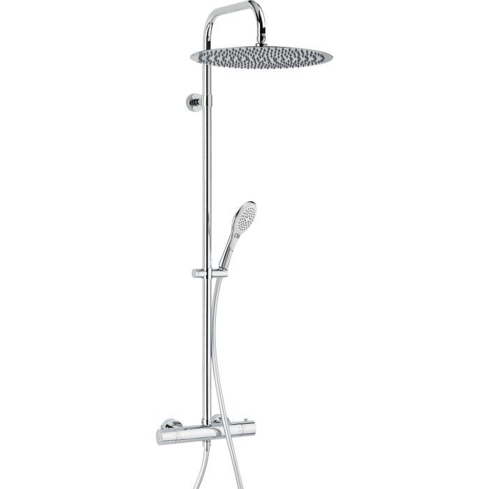 Colonne de douche thermostatique chromé - Tête douche ronde ⌀ 40 cm - Douchette 3 jets - Opium 400 - Valentin