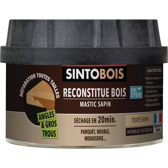 Sintobois mastic à bois avec durcisseur Sinto - Boîte 500 ml / 550 g - Sapin
