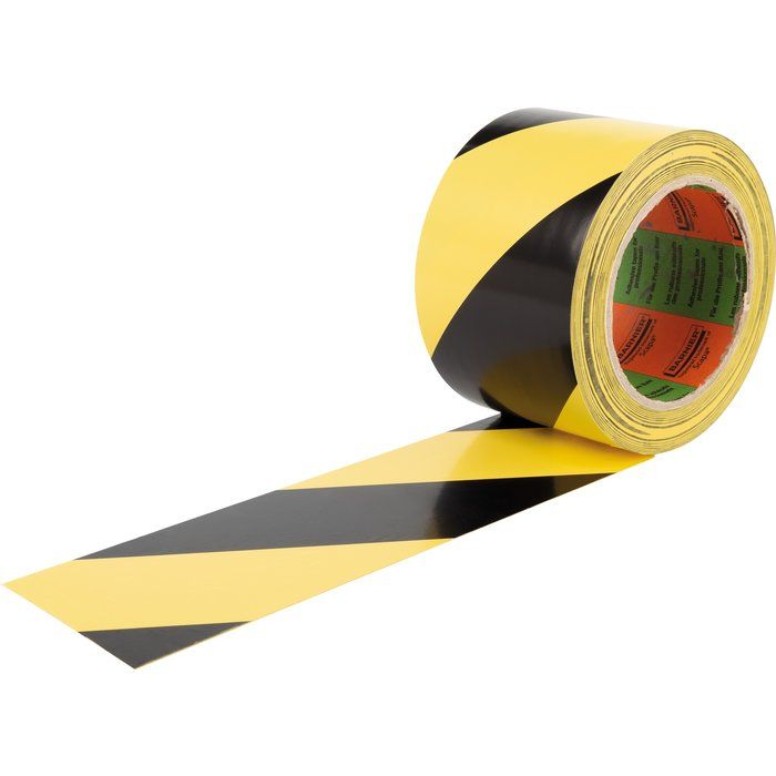 Ruban de marquage PVC adhésif - 33 m x 75 mm - Noir et Jaune - Barnier