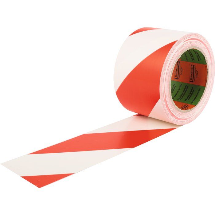 Ruban de marquage PVC adhésif - 33 m x 75 mm - Rouge et Blanc -Barnier