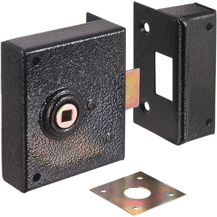 Serrure en applique noire à fouillot - Bec de cane - Axe à 85 mm - Série 526 - DOM