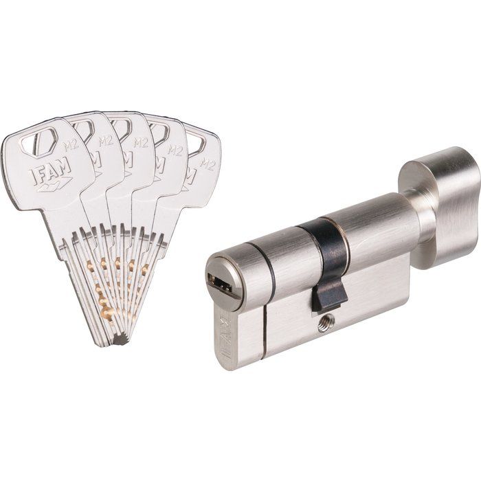 Cylindre à bouton F6S+ sécable varié nickelé - B30 x 30 mm - Ifam