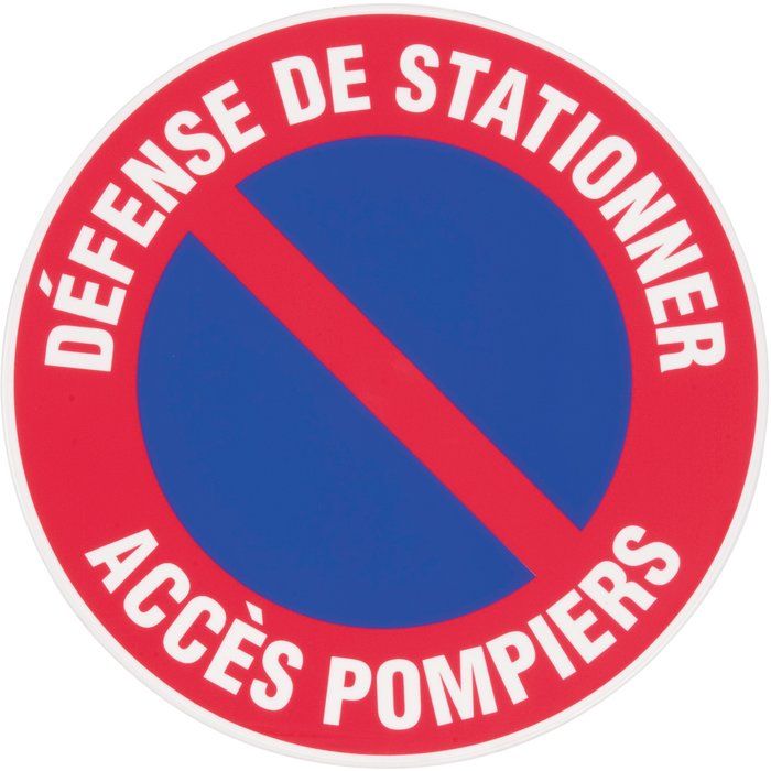 Disque plastique Ø 30 cm - Défense de stationner accès pompiers - Novap