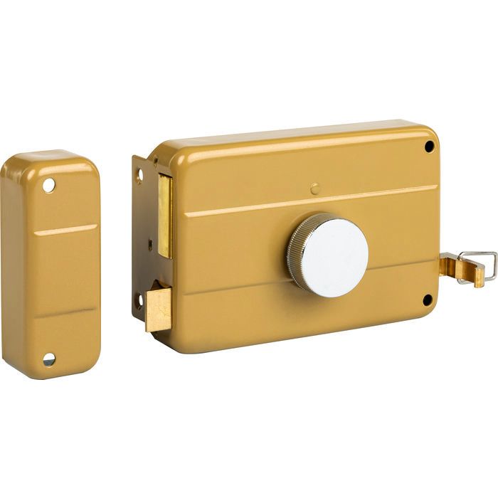 Serrure applique horizontale à cylindre et bouton à tirage - Longueur 45 mm - Gauche - Thirard