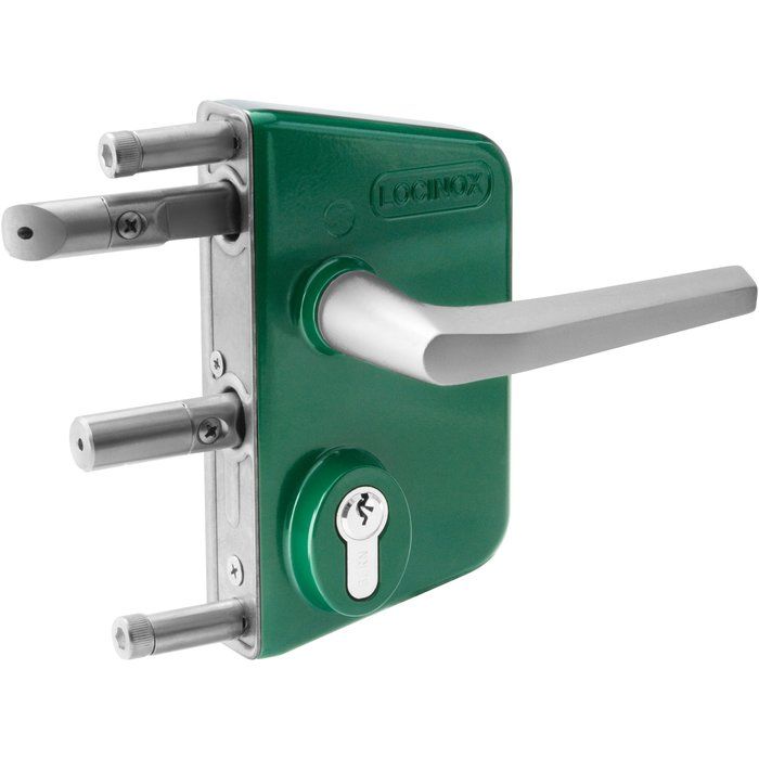 Serrure de portail en applique verte - Clé I - Axe à 30 mm - Profil 40 à 60 mm - LAKQ - Locinox