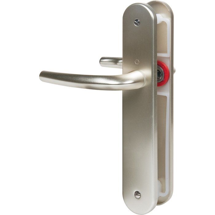 Poignée de porte sur plaque ivoire doré - Bec de cane - Entraxe fixation 195 mm - San Diego - Hoppe et cie