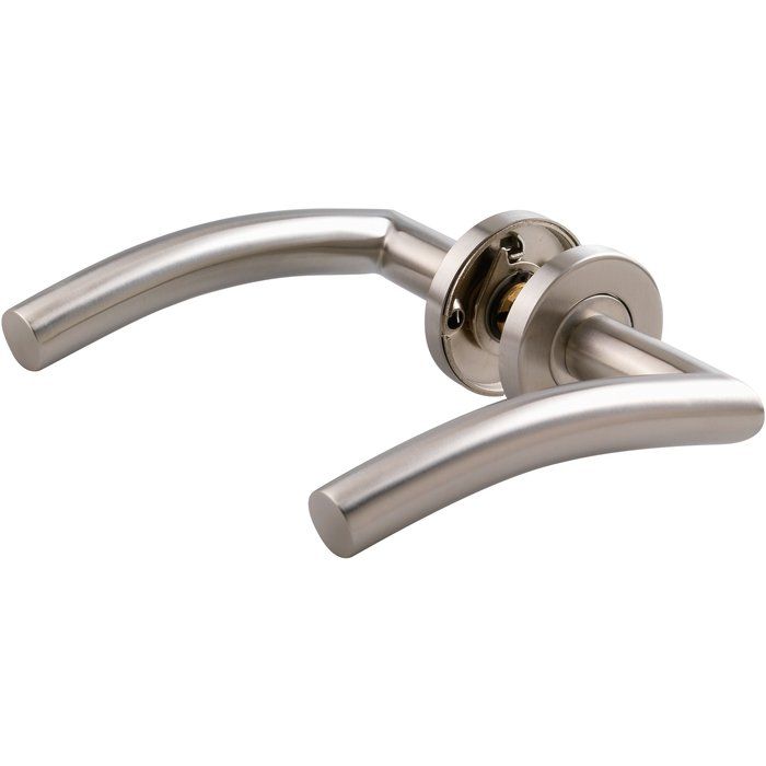Poignée de porte sur rosace inox - Bec de cane - C19 - Normbau