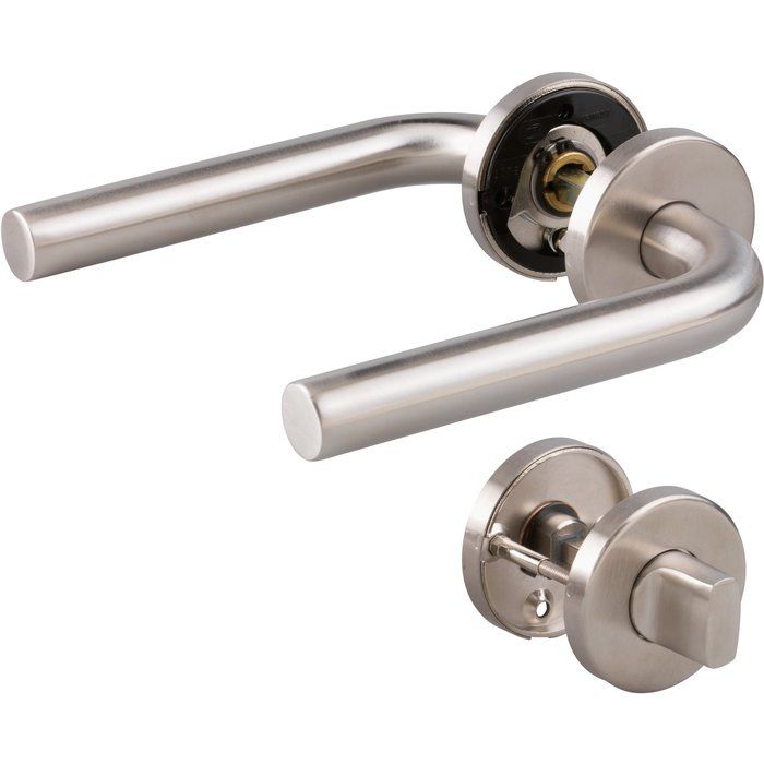 Poignée de porte sur rosace inox mat - Condamnation à voyant - EsT.ZG 51 - Normbau