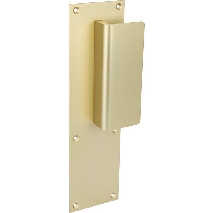 Poignée de porte palière sur plaque alu ivoire doré - Bec de canne - Duval
