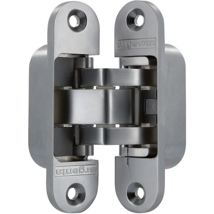 Charnière invisible Medium zamak chromé mat - Angle d'ouverture 180° - 29 x 111 mm - Argenta