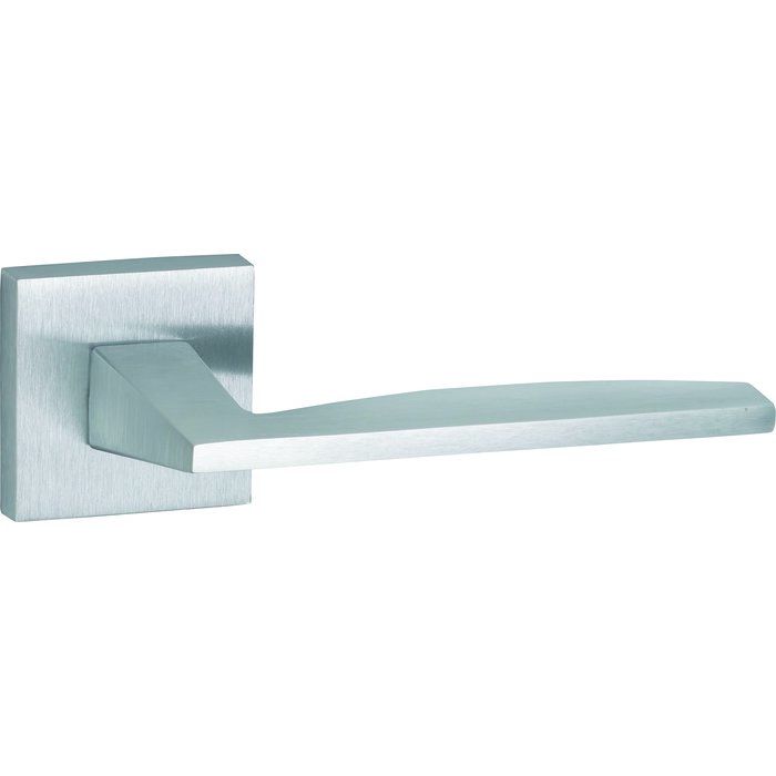 Poignée de porte sur rosace chromé satiné - Bec de cane - Modena - Thirard