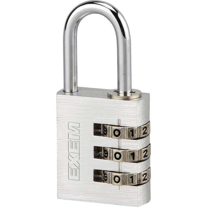 Cadenas à combinaison aluminium - 30 mm - 3 chiffres - Exem