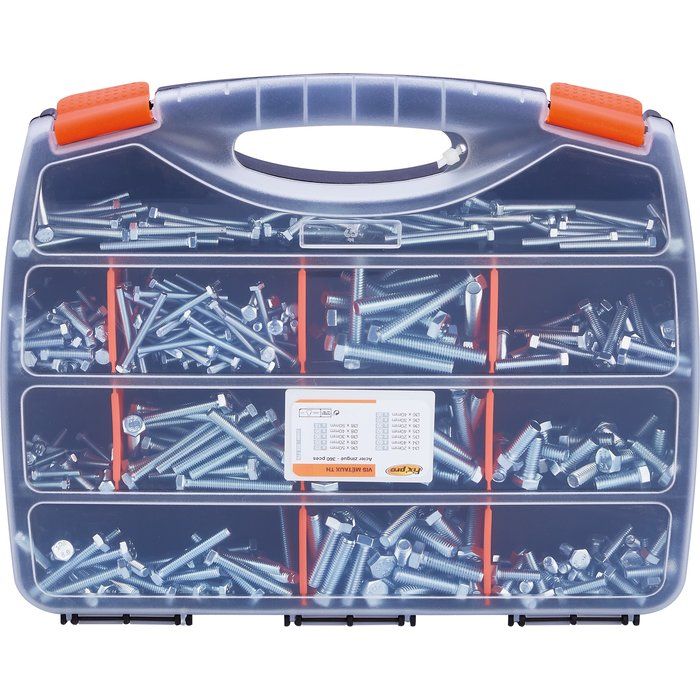 Vis métaux zingué tête 6 pans - Coffret de 360 pièces - Fixpro