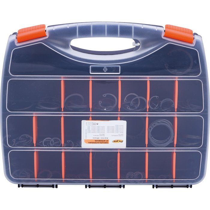 Circlips acier brut intérieurs et extérieurs - Coffret de 220 pièces - Fixpro