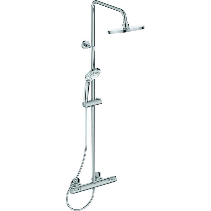 Colonne de douche thermostatique chromée - Tête douche ronde ⌀ 40 cm - Douchette 3 jets - Olyos II - Porcher