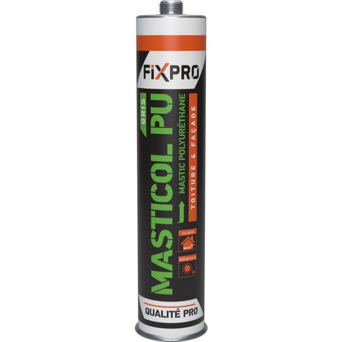 Mastic-colle polyuréthane gris 310 ml – Étanchéité toiture et façade – MASTICOL PU – FIXPRO