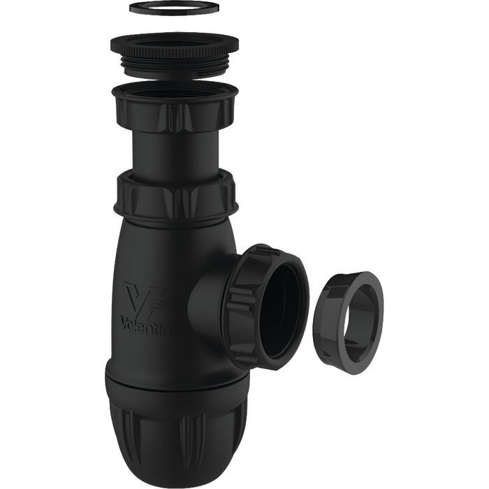 Siphon universel réglable GOODPRINT – Entrée F 1"1/4 ou 1"1/2 – Sortie Ø 32 ou 40 mm – Hauteur 62 à 97 mm – Plastique recyclé – Valentin