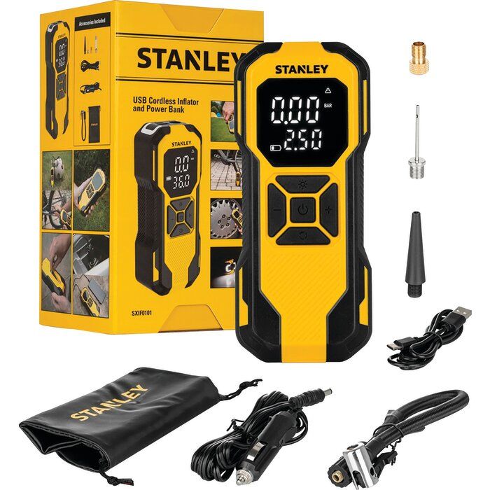 Gonfleur sur batterie multifonction – Powerbank 6000 mAh et éclairage LED – Stanley
