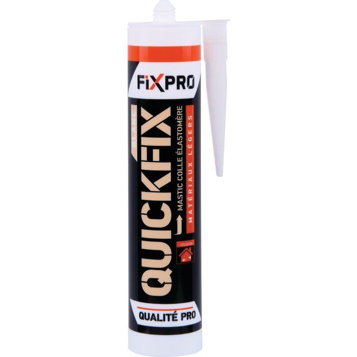 Lot de 12 Mastic-colle élastomère synthétique blanc 310 ml - Collage matériaux légers et isolants - QUICKFIX - FIXPRO