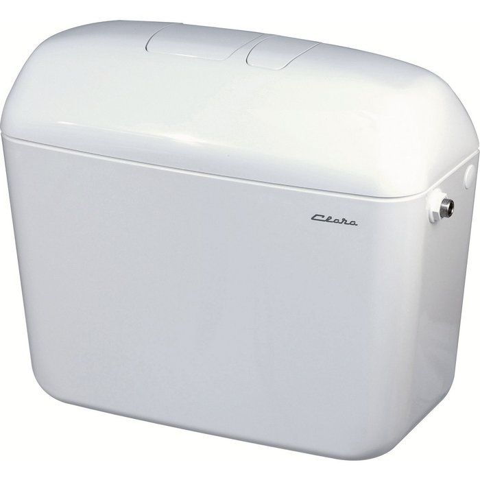 Réservoir WC apparent F 6000 – Modèle attenant – Alimentation latérale – Double Chasse 3 / 6 L – ABS blanc – Clara