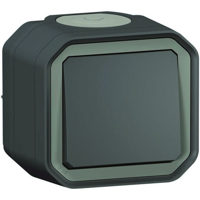 Interrupteurs étanche gris anthracite en saillie  - Commande simple - Plexo - Legrand