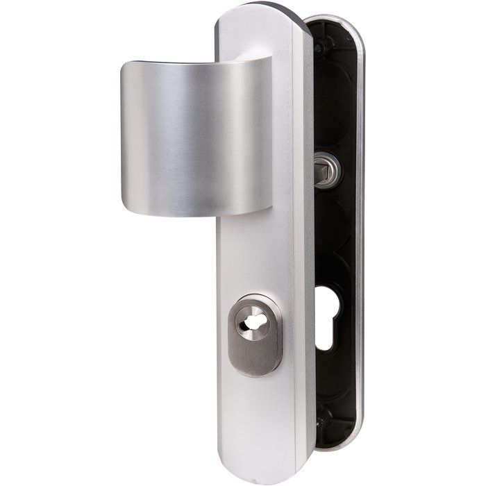 Poignée de porte palière argent - Clé I - Secumax one - Vachette