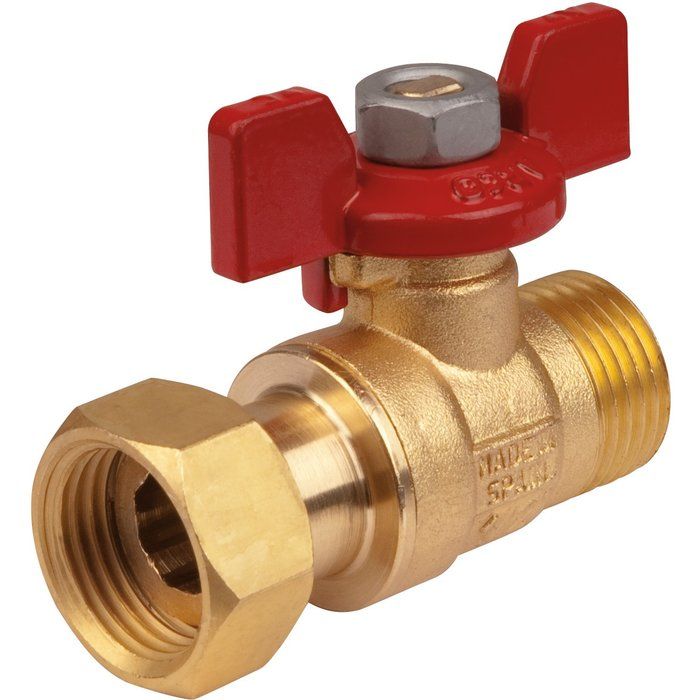 Vanne à boisseau sphérique laiton pour collecteur - MF à écrou libre 3/4" - Manette papillon rouge - Arco