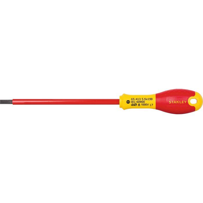 Tournevis à fente électricien - Ø 5,5 mm - Lame 15 cm - Isolé 1000 V - Stanley Fatmax