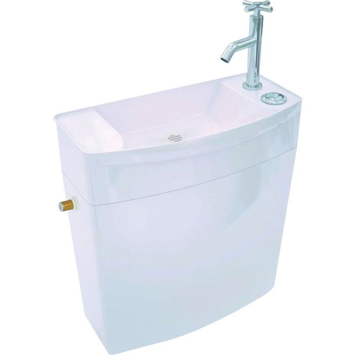 Réservoir WC apparent combiné lave-mains ISE'O Clean – Modèle attenant – Alimentation latérale – Double chasse 3/6L – Polystyrène brillant – Wirquin