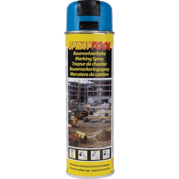 Bombe de traçage de chantier bleue fluo - Aérosol de 500 ml - Motip