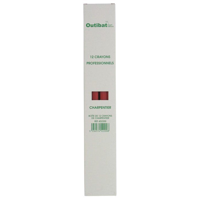 Crayon de charpentier mine tendre - rouge - boite de 12 - Outibat