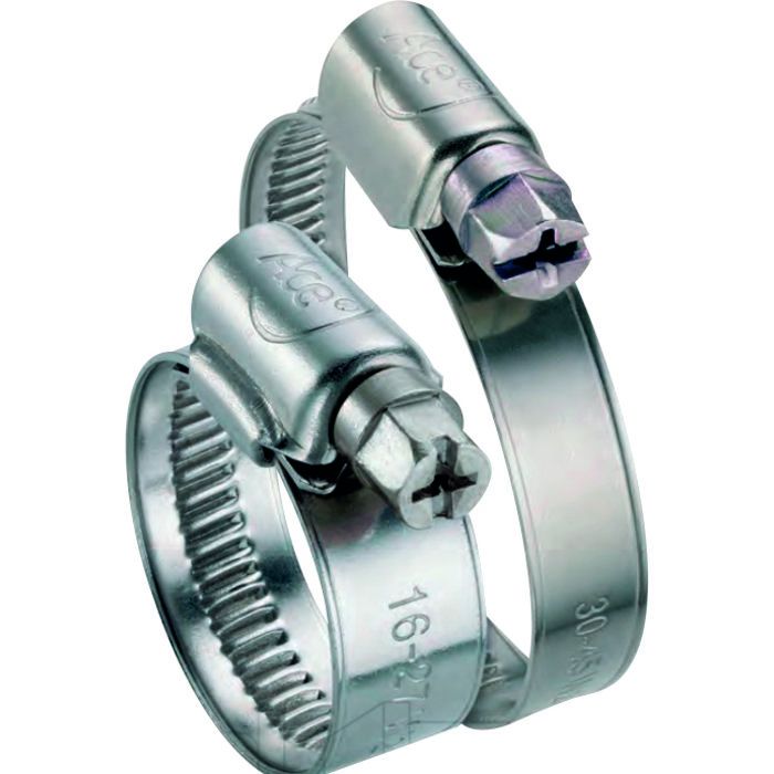 Collier bande non perforée W2 inox / acier zingué - Largeur 9 mm - Serrage 12 à 22 mm - Boîte de 50 pièces - Ace