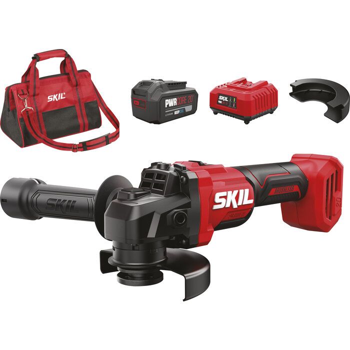 Meuleuse d’angle sans fil Brushless 20V Max - Disque Ø 115 mm - 1 Batterie 4 Ah et accessoires - 3922 DA - SKIL