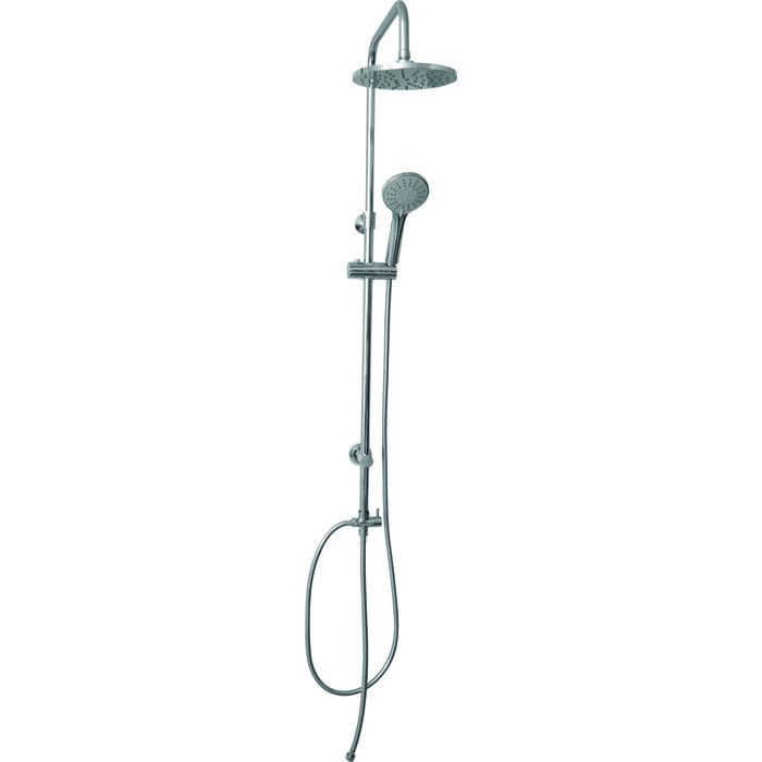 Colonne de douche chromé sans robinetterie - Tête douche ⌀ 20 cm - Douchette 5 jets - Altair Round - Disflex