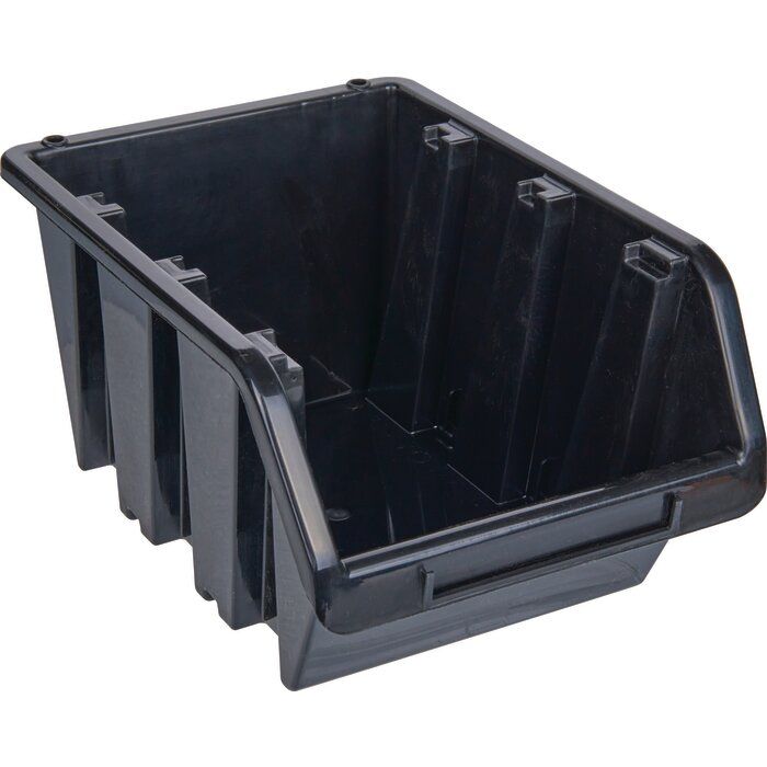 Bac de rangement empilable noir à bec - 4 L - 24 x 16 x 12 cm - TOOD