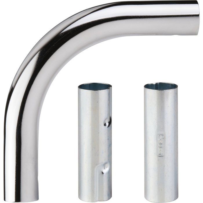 Coude et 2 manchons d'assemblage pour porte-rideaux - 100 x 100 mm - Ø 20 mm - Pellet ASC